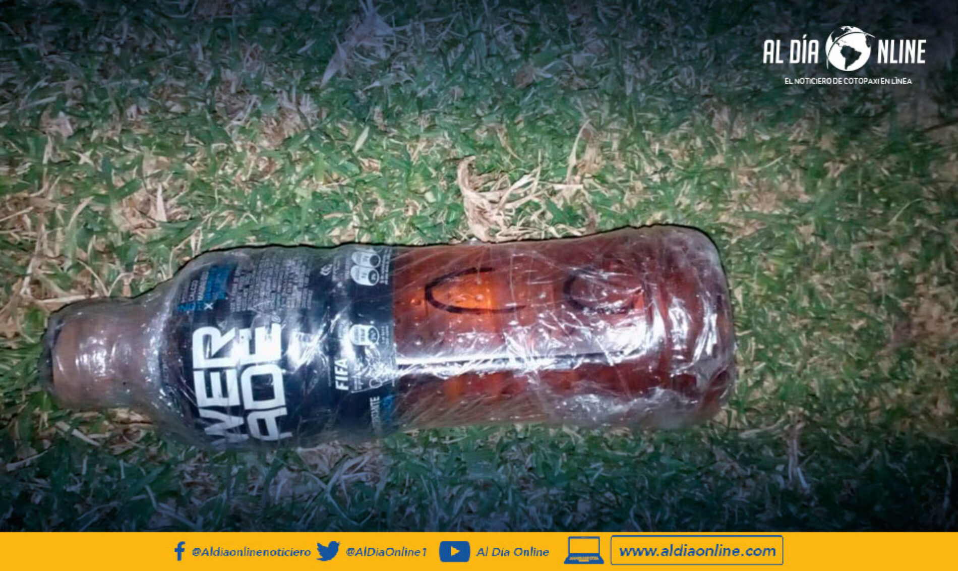 BRIGADA DE FUERZAS ESEPCIALES ENCONTRÓ A LAS AFUERAS DEL CLP COTOPAXI UN SACO DE YUTE CON 21 ENVASES QUE CONTENÍA BEBIDAS ALCOHÓLICAS.