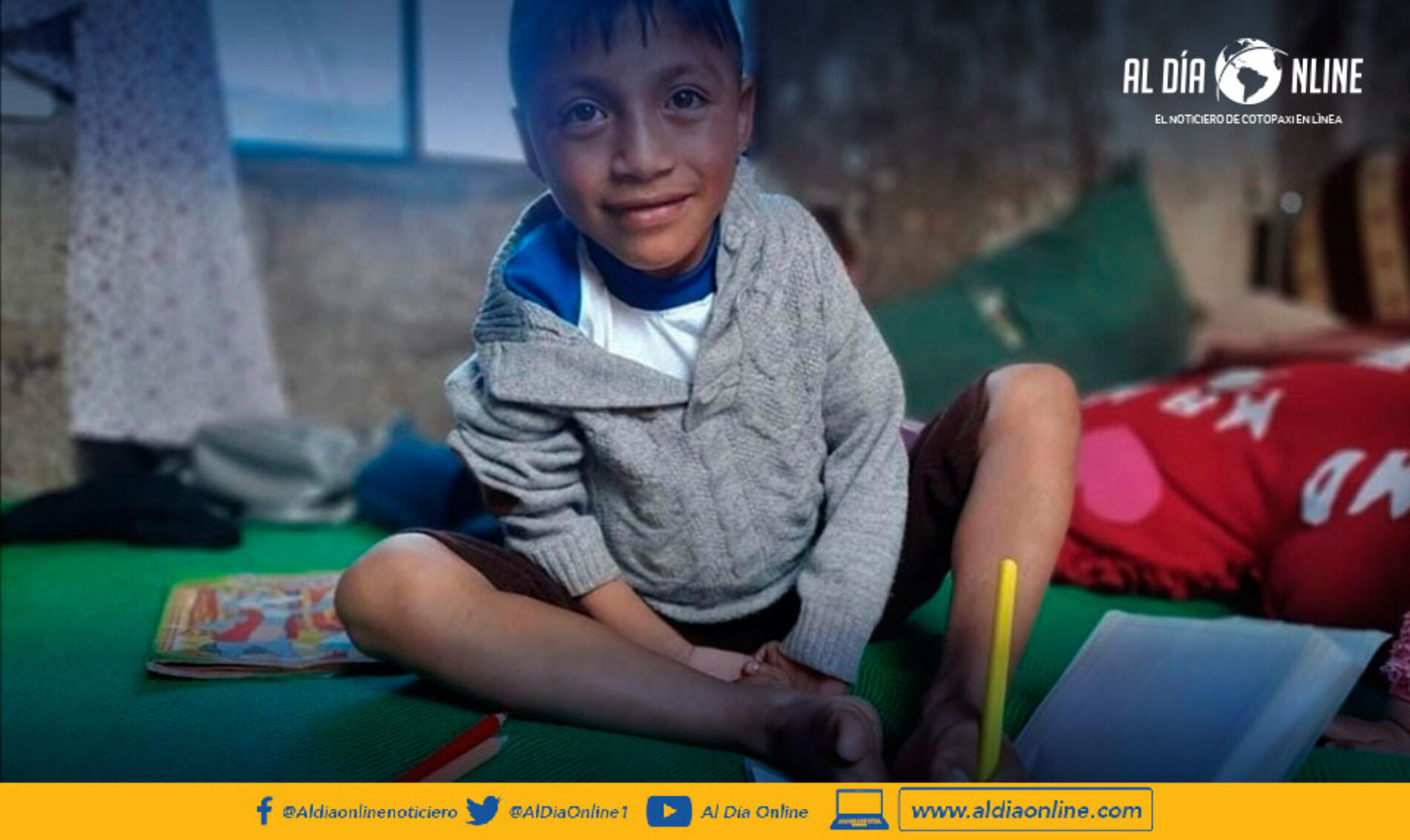 DARWIN, UN NIÑO QUE PINTA CON LOS PIES SUS SUEÑOS Y ANHELOS DE SER DOCENTE