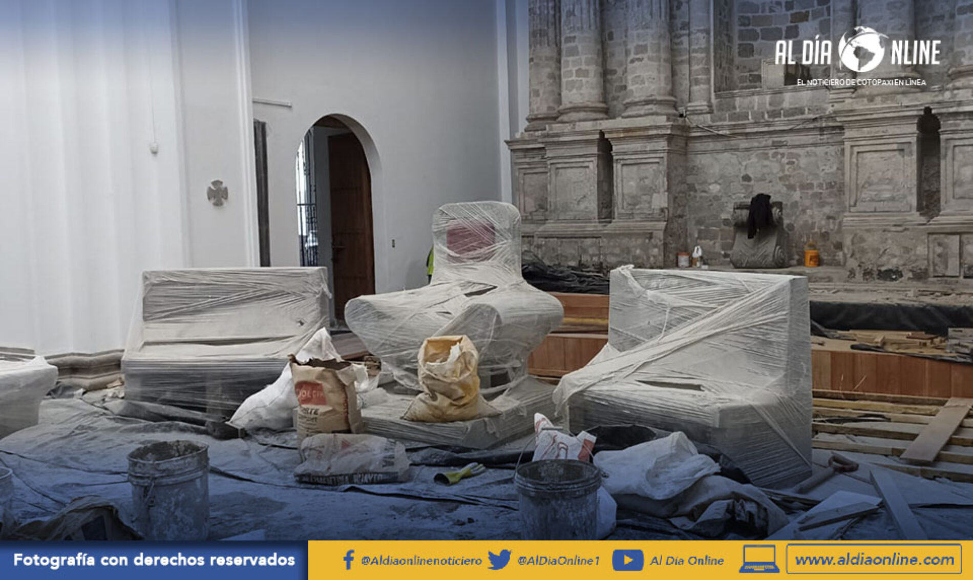 65% DE AVANCE DE OBRA EN TRABAJOS DE MEJORAMIENTO Y MANTENIMIENTO DE LA CATEDRAL DE LATACUNGA (VIDEO)