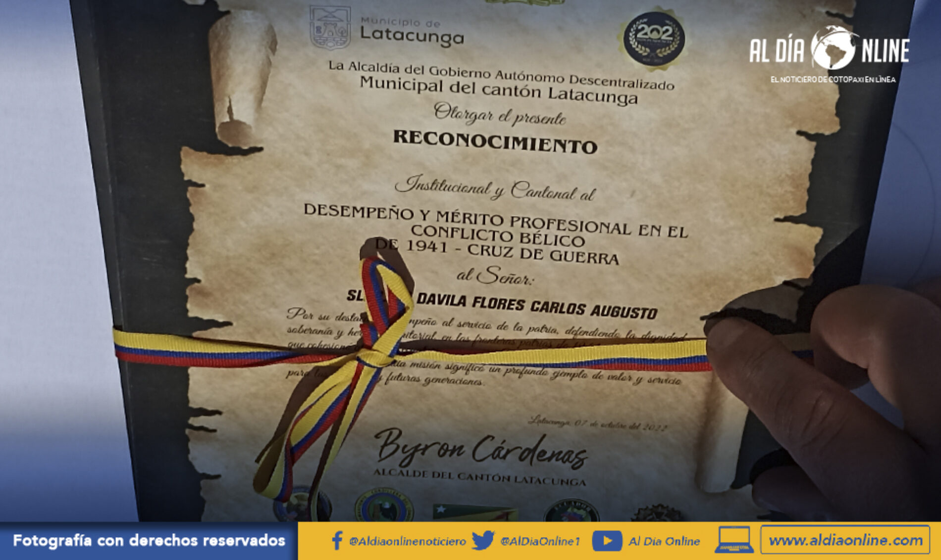 MUNICIPIO DE LATACUNGA RINDIÓ HOMENAJE A EXCOMBATIENTES DE GUERRA DE 1941, 1985 Y DEL ALTO CENEPA  (VIDEO)