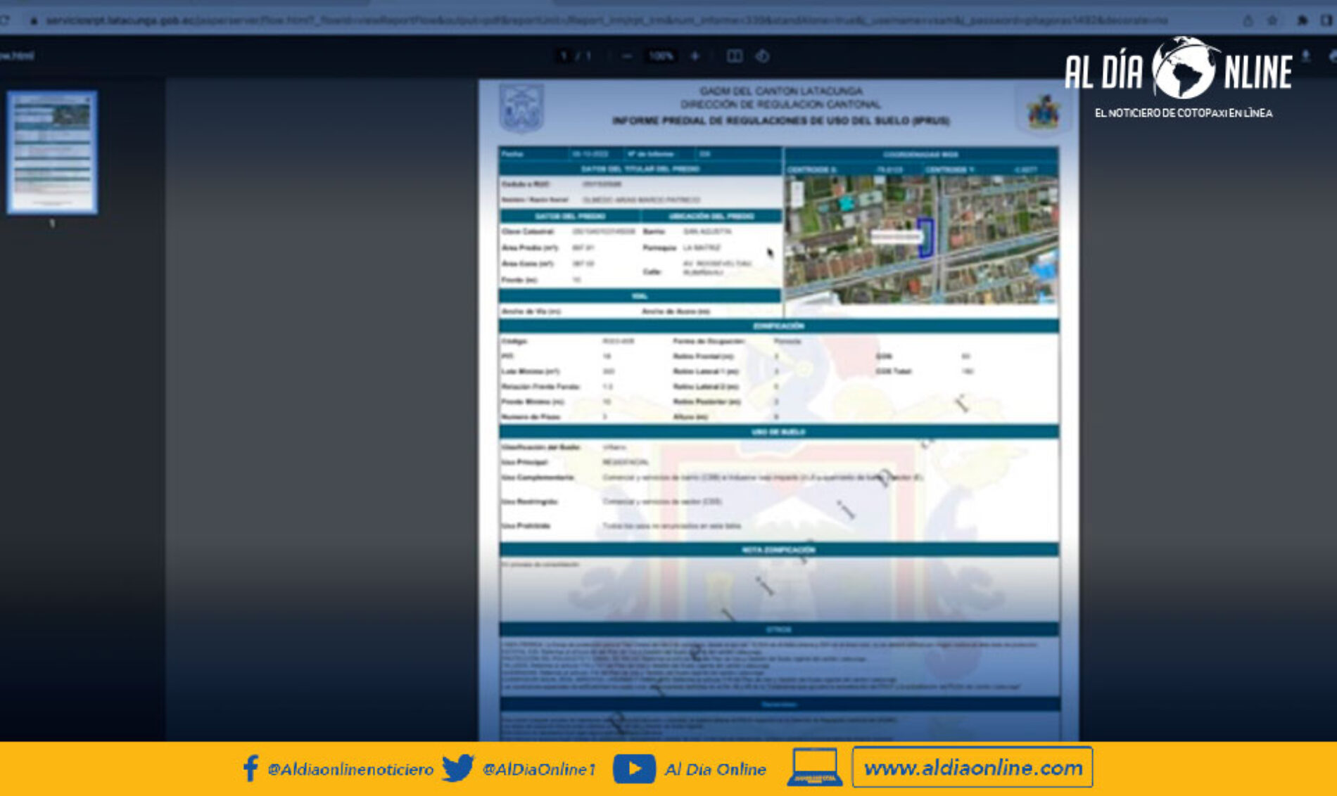 MUNICIPIO DE LATACUNGA IMPLEMENTA SISTEMA WEB PARA LA EMISIÓN DEL INFORME PREDIAL