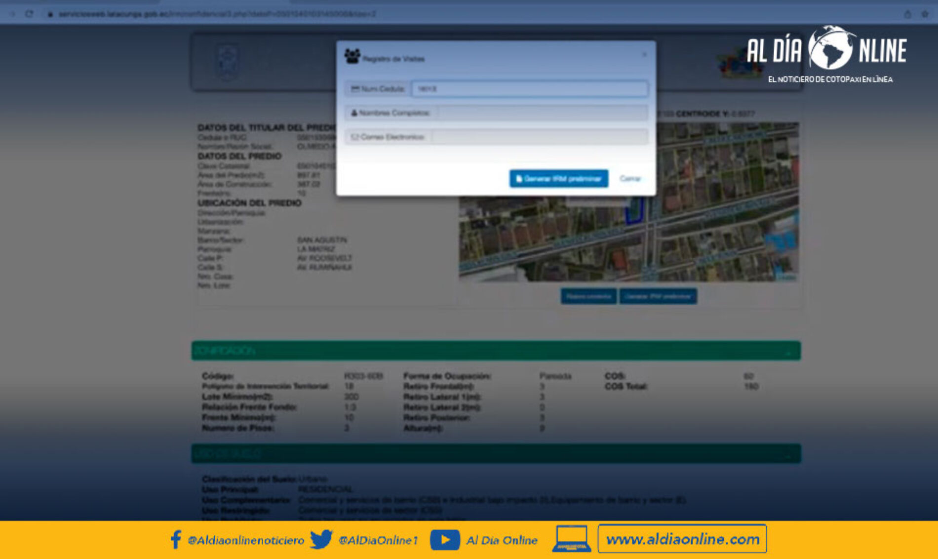 MUNICIPIO DE LATACUNGA IMPLEMENTA SISTEMA WEB PARA LA EMISIÓN DEL INFORME PREDIAL
