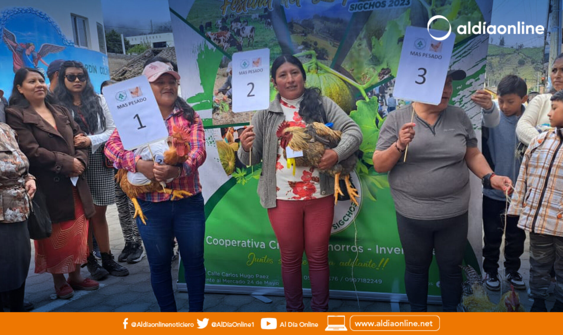 EN CONCURSO ORIGINAL, EL POLLO MAS PESADO Y MÁS ORIGINAL, PREMIO LA COAC SAN MIGUEL DE SIGCHOS