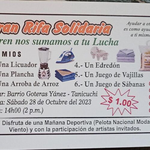 AYUDA SOCIAL PARA UN TRANSPLANTE DE HIGADO, PARA JOVEN DE LA PARROQUIA TANICUCHI