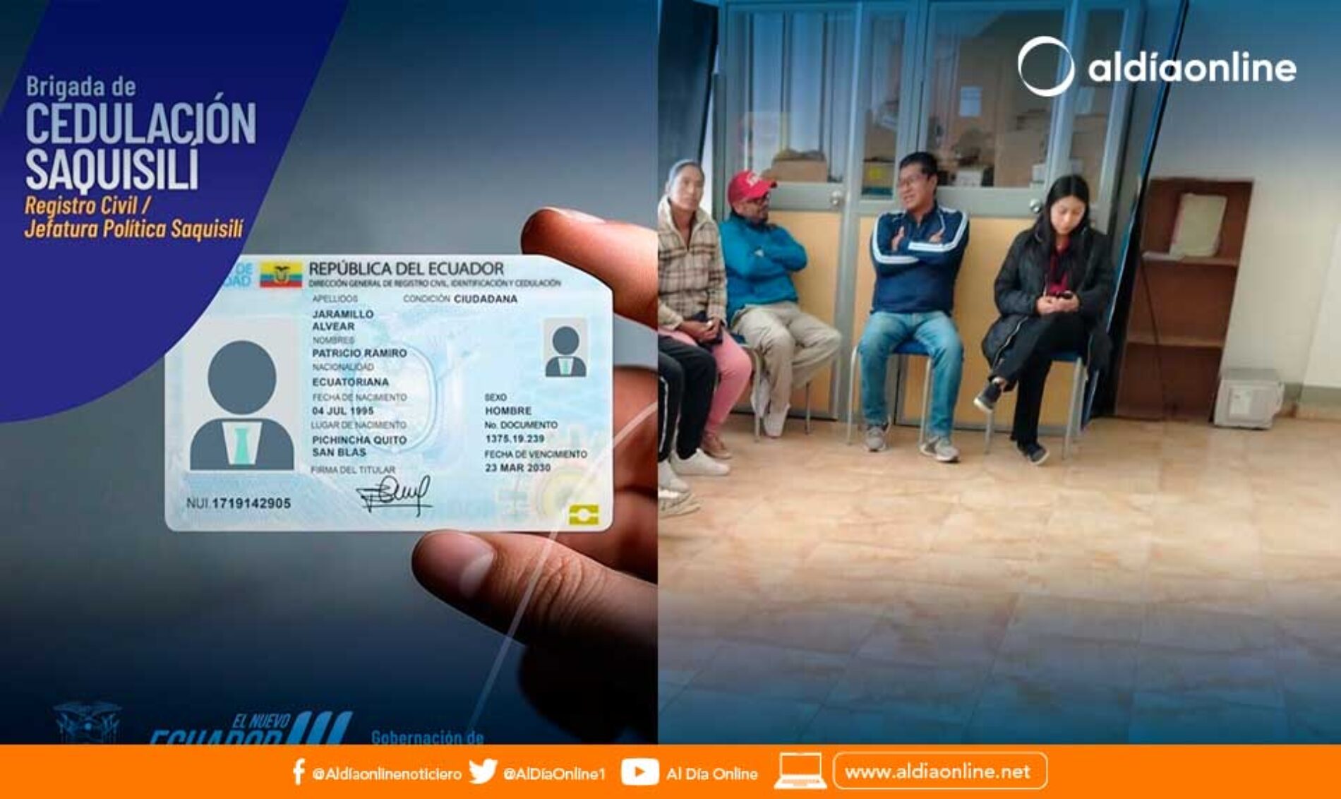 JEFATURA POLÍTICA DEL CANTÓN SAQUISILÍ Y REGISTRO CIVIL REALIZARON CAMPAÑA DE CEDULACIÓN