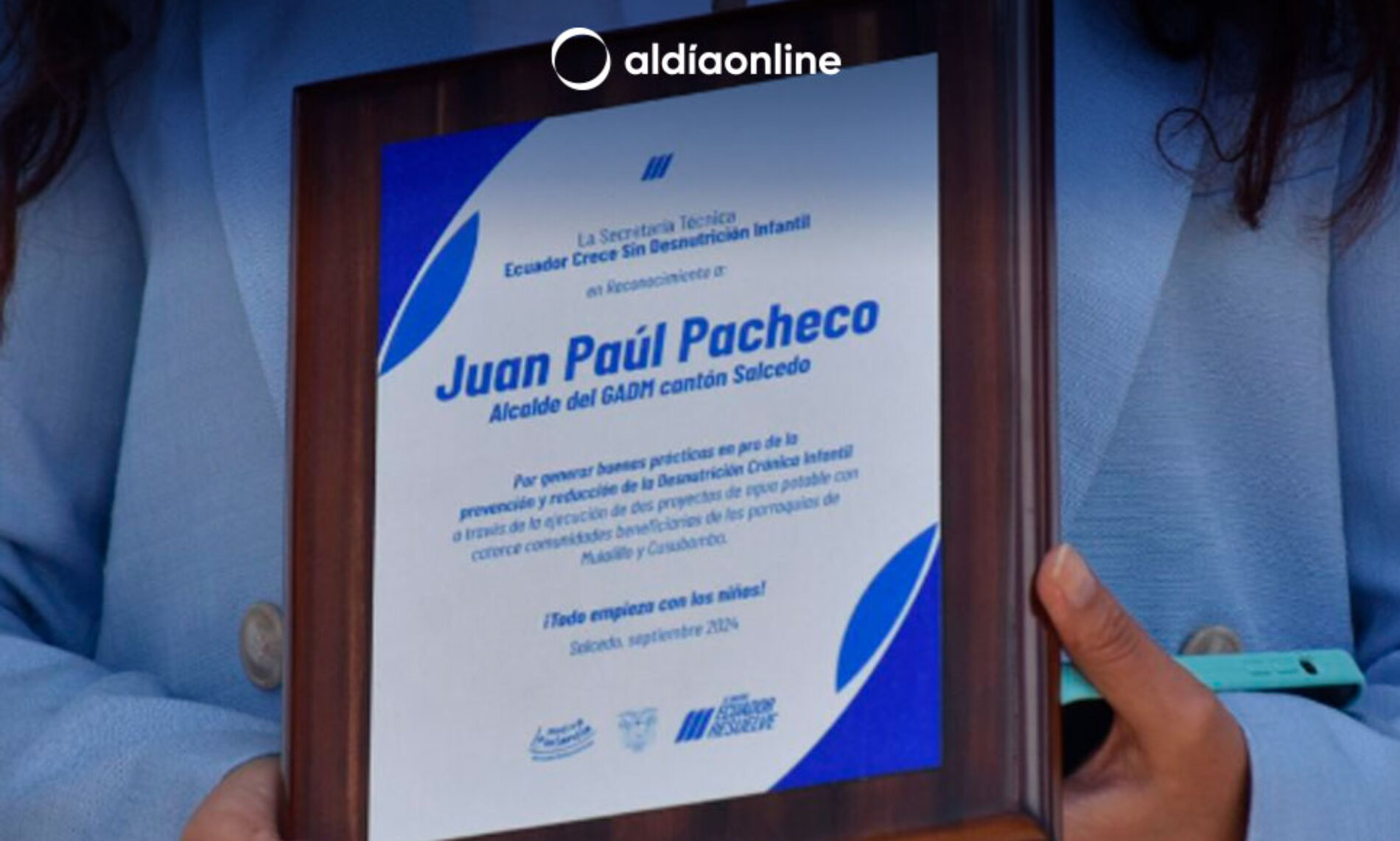 SALCEDO PRIMER MUNICIPIO DE COTOPAXI RECONOCIDO POR GESTIONAR PROYECTOS DE AGUA POTABLE PARA REDUCCIÓN DE DESNUTRICIÓN CRÓNICA INFANTIL