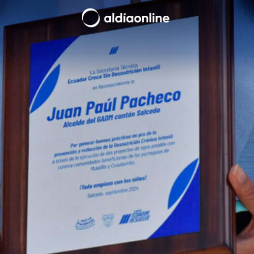 SALCEDO PRIMER MUNICIPIO DE COTOPAXI RECONOCIDO POR GESTIONAR PROYECTOS DE AGUA POTABLE PARA REDUCCIÓN DE DESNUTRICIÓN CRÓNICA INFANTIL