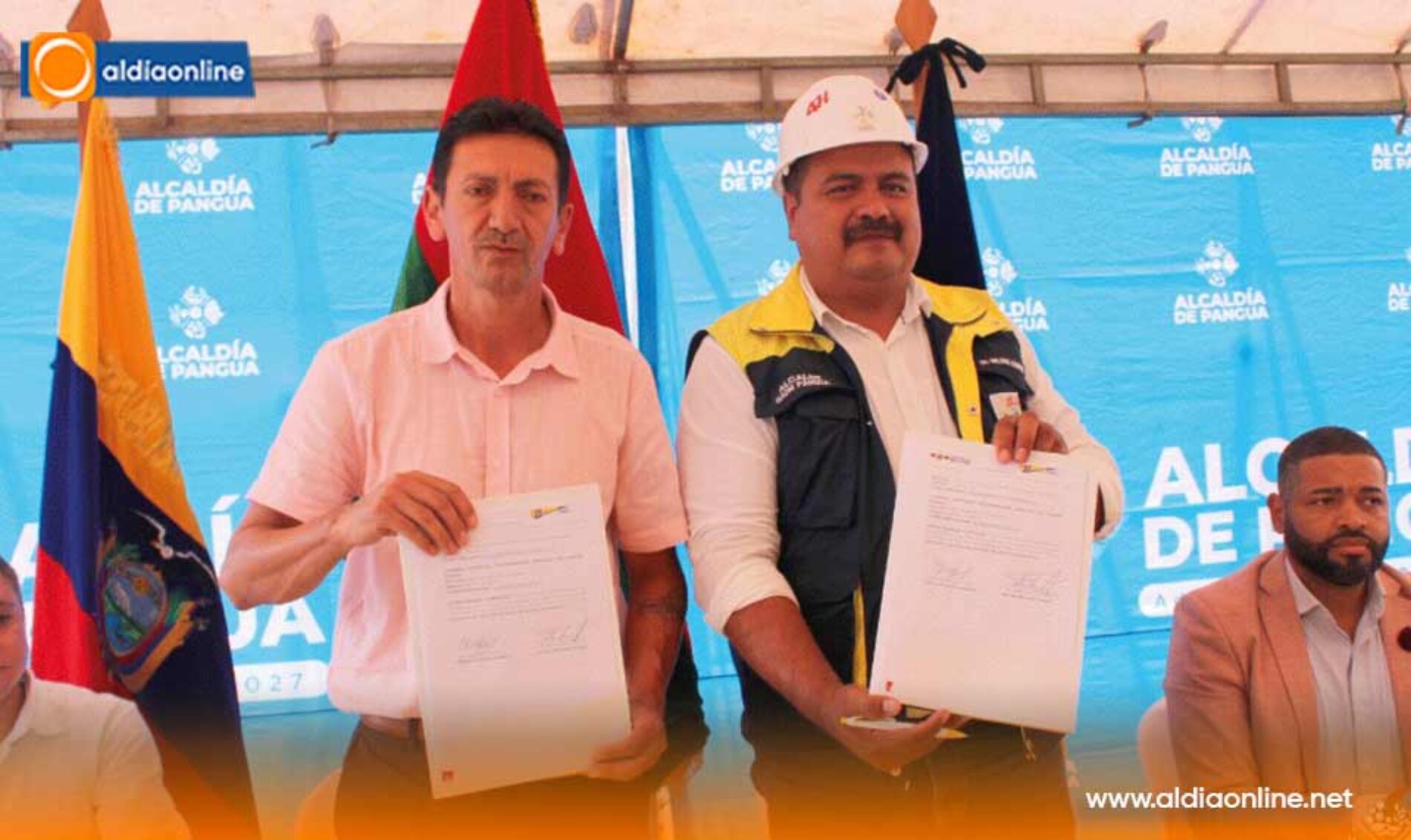 FIRMA DE CONVENIO INTERINSTITUCIONAL ENTRE EL GAD DE PANGUA Y LA PREFECTURA DE BOLÍVAR