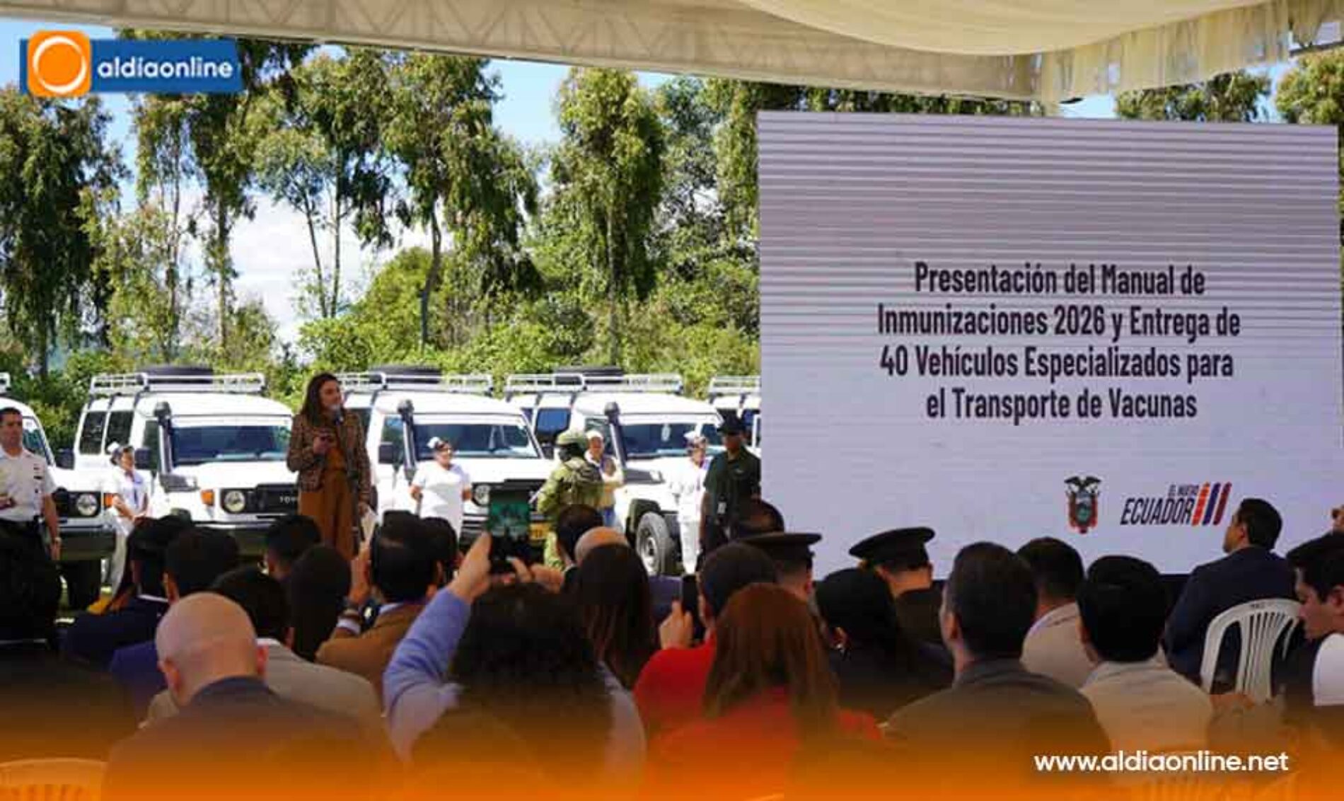 DANIEL NOBOA ENTREGA  UNA FLOTA DE 40 VEHÍCULOS REFRIGERADOS PARA DISTRIBUCIÓN DE VACUNAS Y EL LANZAMIENTO DEL MANUAL DE INMUNIZACIONES 2026