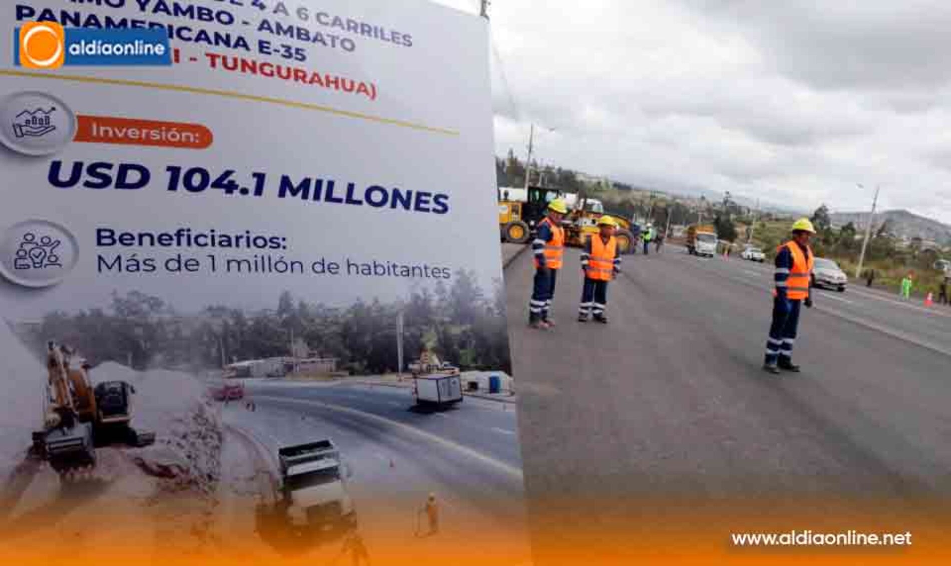PRESIDENTE NOBOA Y MINISTRO LUQUE   SUPERVISARON EL AVANCE DE LOS  TRABAJOS DE AMPLIACIÓN DE LA  VÍA YAMBO-AMBATO